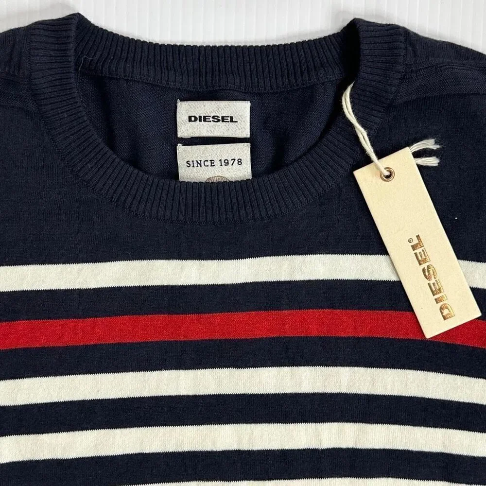 Diesel K-Calib Striped Crewneck Sweater Navy Red White Nautical Preppy Unisex XL